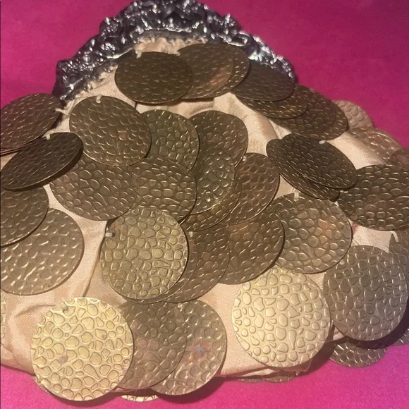 Vintage Golden Sequins Clutch Bag Retro - Picture 2 of 7